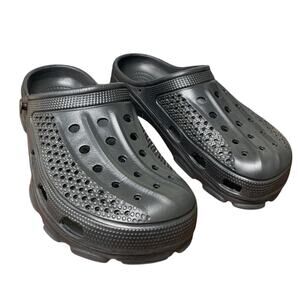 Beslip Mens 9.5 Womens 10.5 Black No Heel Strap Slip On Arch Support Clog Shoes